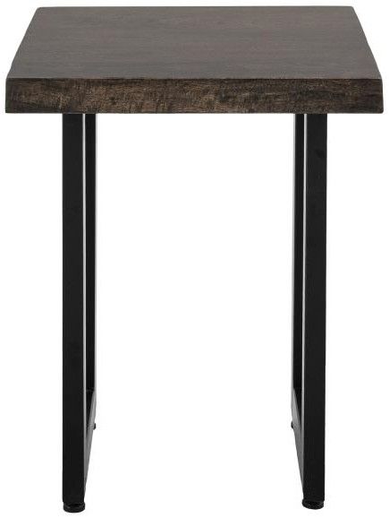 International Furniture Direct Raramuri Stained Dark Chairside Table with Black Base-3
