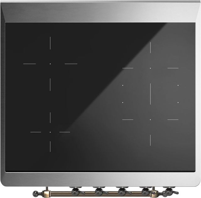 Ilve® Majestic III 30" Burgundy Pro Style Induction Range with Triple Glass Door and Burnished Trim-2