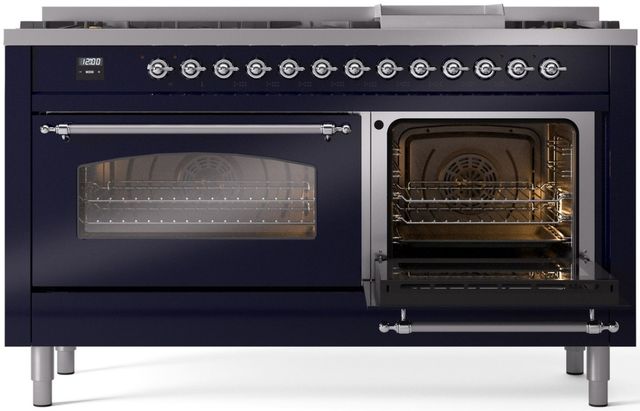 Ilve® Nostalgie II Series 60" Midnight Blue Pro Style Dual Fuel Range-3