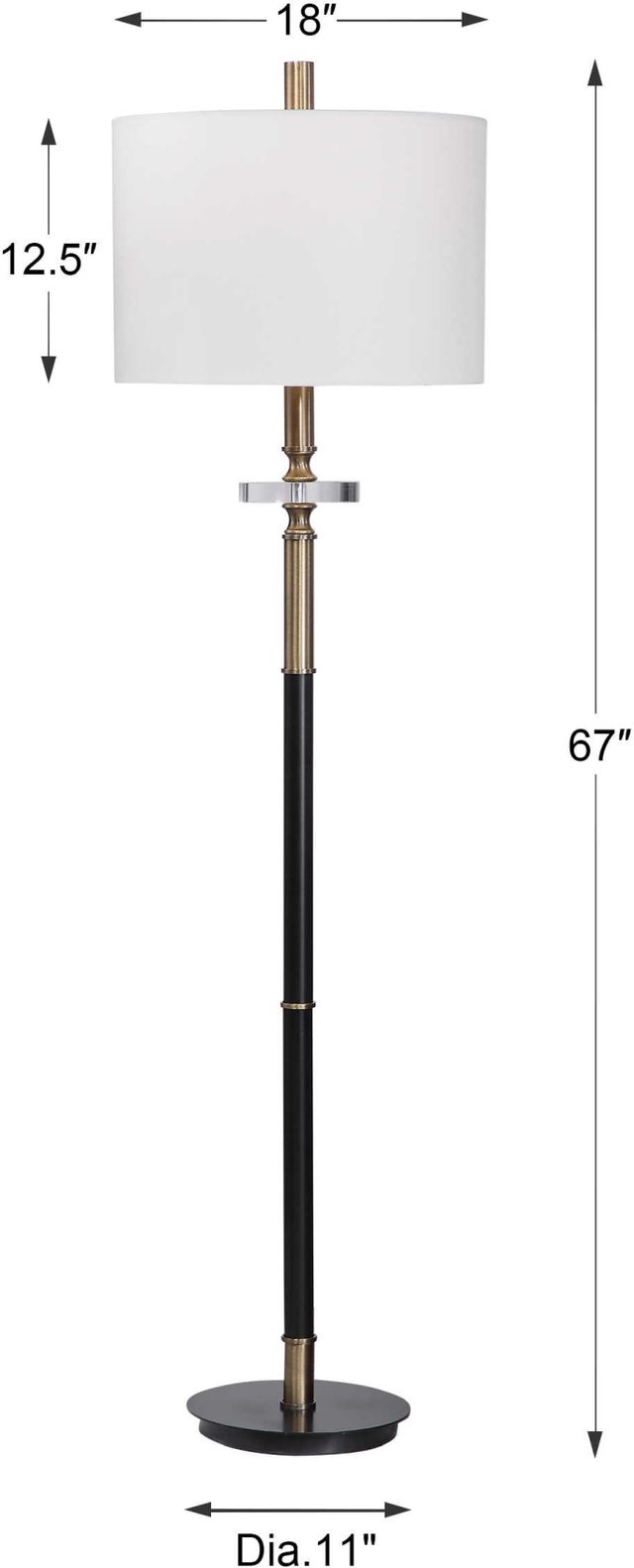 Uttermost® Maud Aged Black/Antique Brass Floor Lamp-2