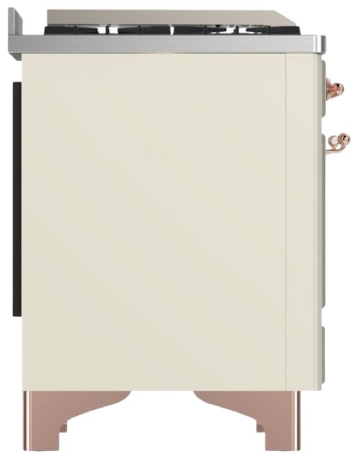 Ilve® Majestic III 36" Antique White Pro Style Dual Fuel Natural Gas Range with Solid Door and Copper Trim-3