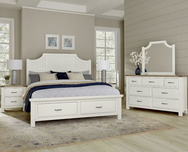Artisan & Post by Vaughan-Bassett Maple Road Soft White Queen Storage Panel Scalloped Bed-1