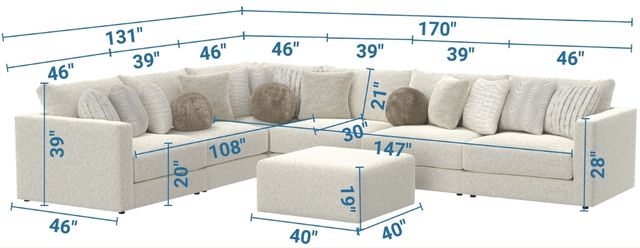Jackson Furniture Ritzy 7-Piece Bone Sectional with Ottoman-2