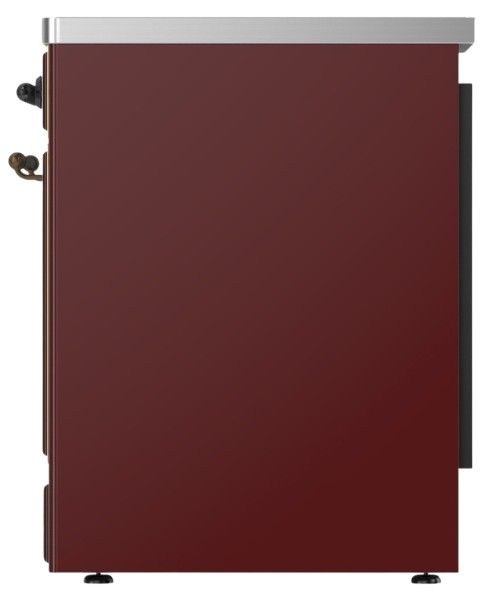 Ilve® Majestic III 30" Burgundy Pro Style Induction Range with Solid Door and Burnished Trim-2