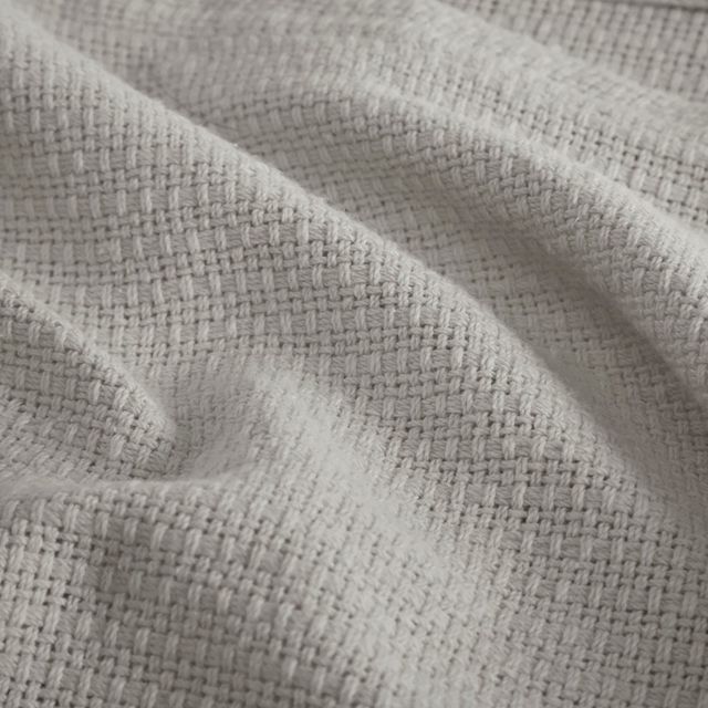 Olliix by Madison Park Freshspun Basketweave Grey Full/Queen Cotton Blanket-3