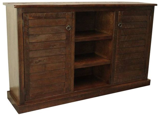 American Heartland Manufacturing Rustic Chocolate Mousse Tall Quaint Shutter TV Stand-0