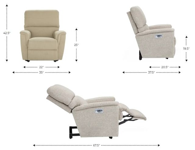 La-Z-Boy® Ava Ivory Leather Power Wall Recliner with Headrest and Lumbar-2