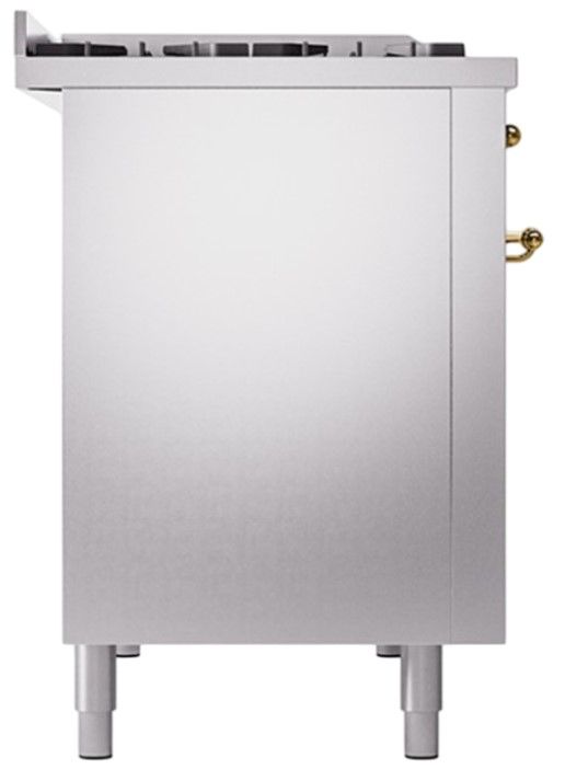 Ilve® Nostalgie II Noblesse 48'' Stainless Steel Pro Style Dual Fuel Range with Brass Trim-2