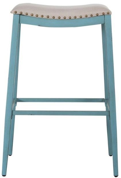 Liberty Furniture Vintage Blue Backless Upholstered Barstool-1