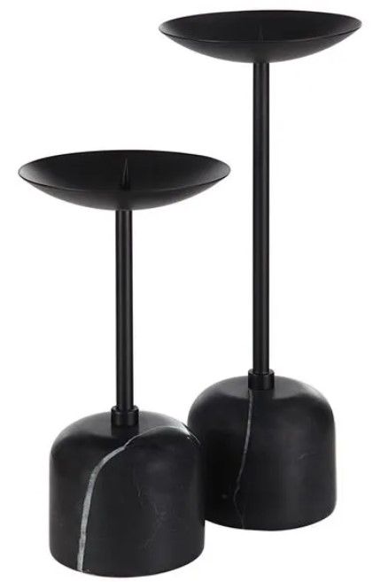 Renwil® Uma 2-Piece Matte Black Candle Holder Set-0