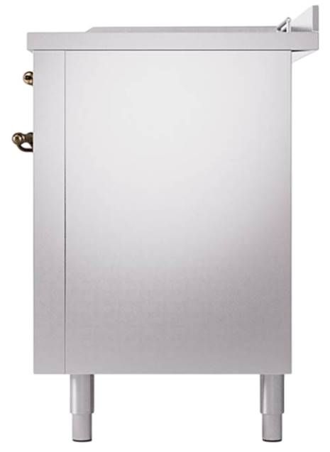 Ilve® Nostalgie II Noblesse 60'' Stainless Steel Pro Style Dual Fuel Range with Burnished Trim-3