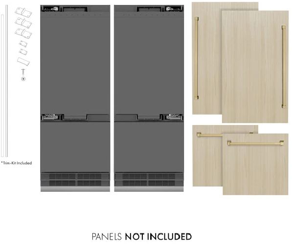 ZLINE Autograph Edition 60" 32.2 Cu. Ft. Panel Ready Built-In French Door Refrigerator with Graphite Gray Interior and Champagne Bronze Accents-3