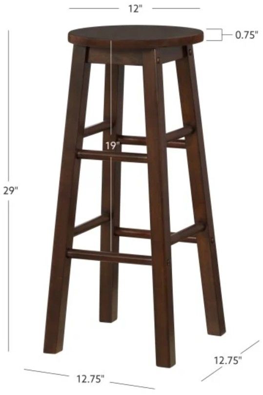 Linon Abby Walnut Round Barstool-2