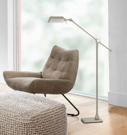 Cal® Lighting & Accessories Brushed Steel Floor Lamp-2