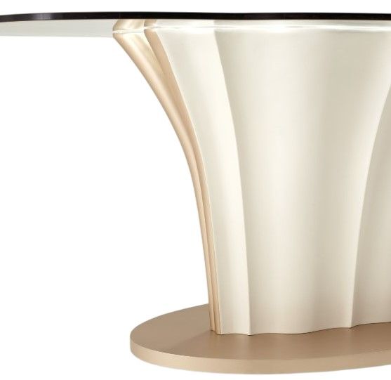 Michael Amini® London Place Clear Table with Creamy Pearl Base-3