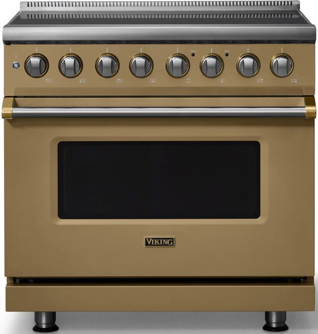 Viking® 5 Series 36" Golden Hour Pro Style Induction Range with Brushed Brass Trim-0