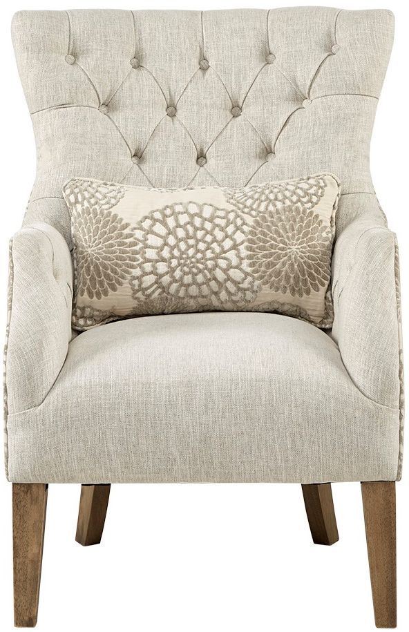 Olliix by Madison Park Beige Multi Braun Accent Chair with Back Pillow-0