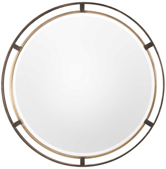 Uttermost® Feyock Antiqued Gold/Bronze Round Mirror-0
