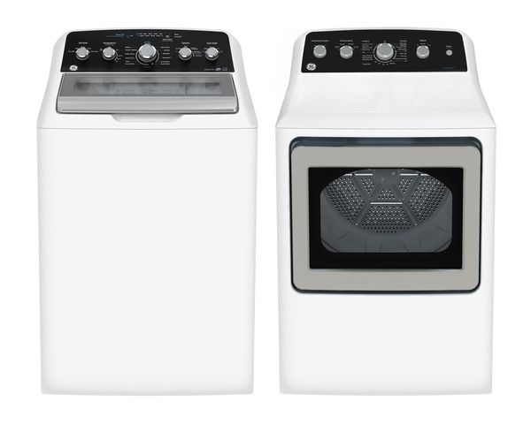 GE® White Top Load Washer & Electric Dryer Laundry Pair-0