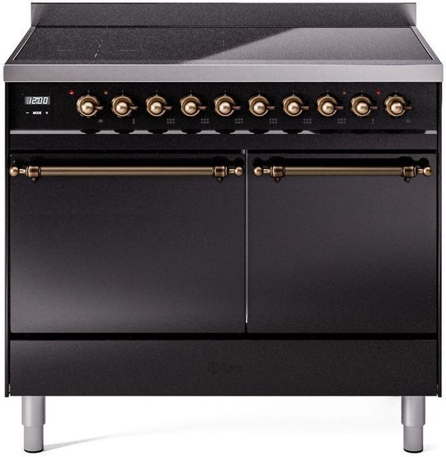 Ilve® Nostalgie II Series 40" Glossy Black Pro Style Induction Range-0