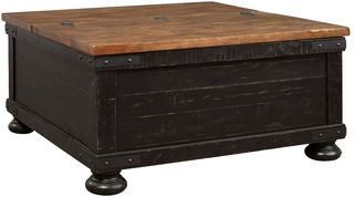 Signature Design by Ashley® Valebeck Light Brown Square Lift Top Coffee Table with Rustic Black Base