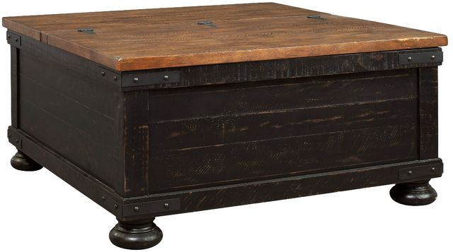 Signature Design by Ashley® Valebeck Light Brown Square Lift Top Coffee Table with Rustic Black Base