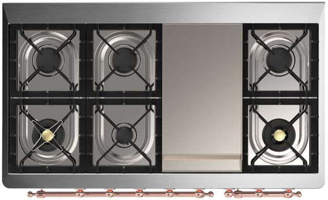 Ilve® Majestic III 48" Graphite Matte Pro Style Dual Fuel Natural Gas Range with Triple Glass Door and Copper Trim-3