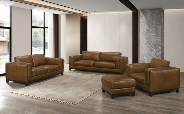 New Classic® Home Furnishings Sayer Leather Brown Ottoman-3