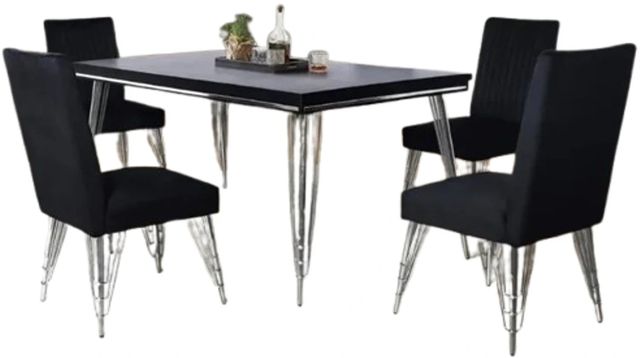 New Classic® Home Furnishings Ava 5-Piece Black/Chrome Dining Set-0
