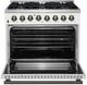 FORNO® Galiano 36" Stainless Steel Pro Style Dual Fuel Range with White Door with Antique Brass Accents-2