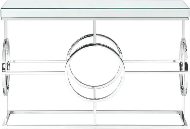 Elements International Pearl Glass Top Sofa Table with Chrome Base-1