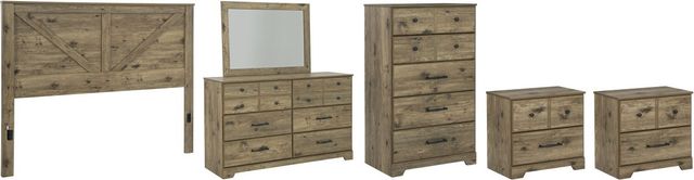 Signature Design by Ashley® Shurlee 6-Piece Light Brown King Crossbuck Headboard Bedroom Set-0