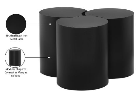 Meridian Furniture Dimple 3-Piece Black 18" Modular Nesting Coffee Table Set-2