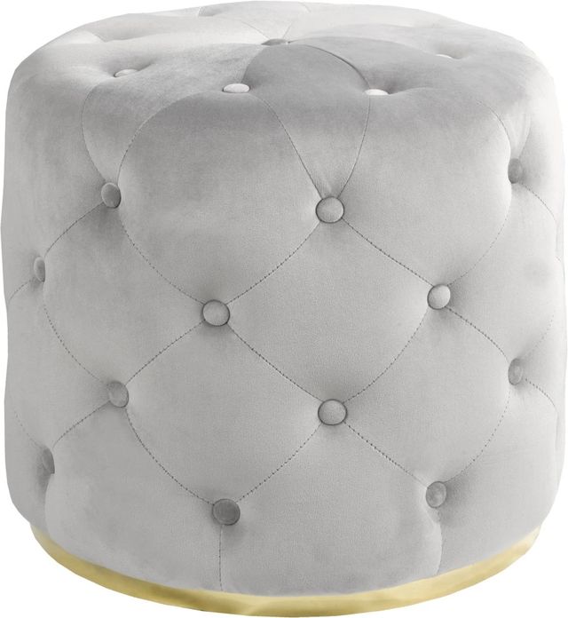 Brassex Inc. Grey Tufted Ottoman-0