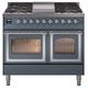Ilve® Nostalgie II Noblesse 40'' Blue Gray Pro Style Dual Fuel Range with Chrome Trim-0