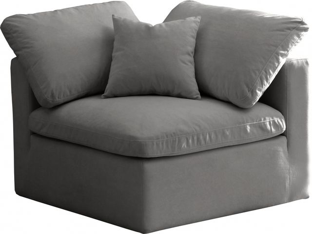 Meridian Furniture Plush Grey Velvet Standard Cloud Modular Corner Chair-0