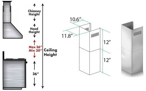 ZLINE 2 Piece 12" Stainless Steel Wall Hood Extension Kit-1