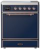 Ilve® Majestic III 30" Midnight Blue Pro Style Induction Range with Solid Door and Copper Trim-0