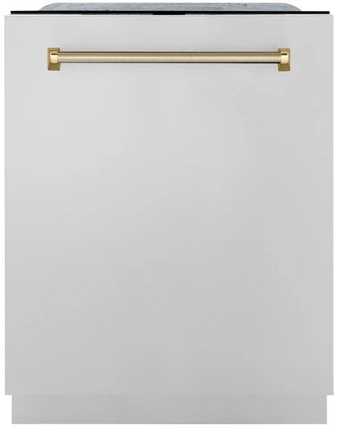 ZLINE Autograph Edition Monument 24" Stainless Steel Top Touch Control 3rd Rack Dishwasher with Auto Door Open Drying and Polished Gold Helix Handle  -0