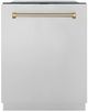 ZLINE Autograph Edition Monument 24" Stainless Steel Top Touch Control 3rd Rack Dishwasher with Auto Door Open Drying and Polished Gold Helix Handle -0
