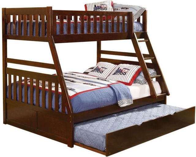 Homelegance® Rowe Dark Cherry Youth Twin/Full Bunk Bed with Twin Trundle -0