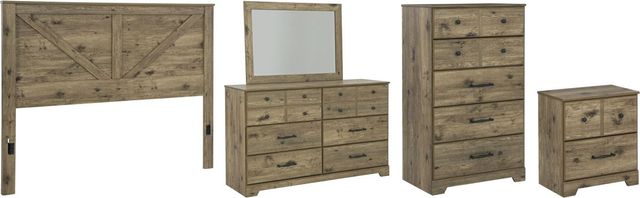 Signature Design by Ashley® Shurlee 5-Piece Light Brown King Crossbuck Panel Headboard Bedroom Set-0