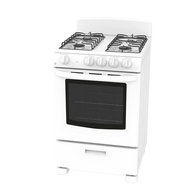 GE® 24" White Freestanding Gas Range with Storage Drawer-2