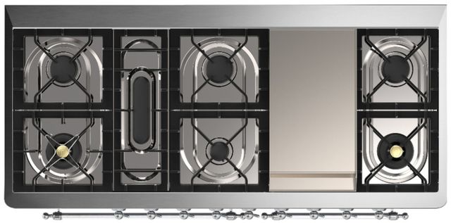 Ilve® Majestic III 60" White Pro Style Dual Fuel Liquid Propane Range with Solid Door and Chrome Trim-3