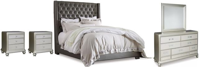 Signature Design by Ashley® Coralayne 5-Piece Gray California King Upholstered Bed Set-0