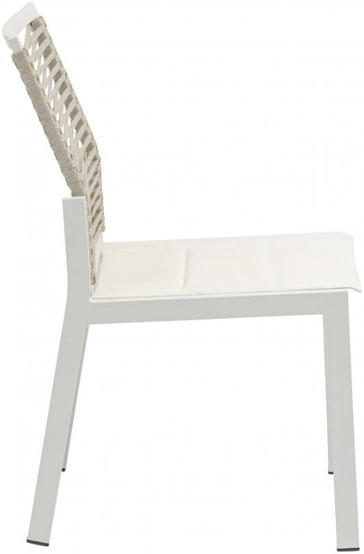 Meridian Furniture Maldives Beige/White Aluminum Outdoor Dining Side Chair-2