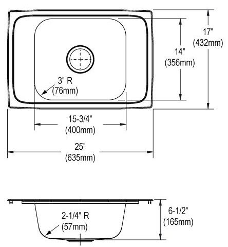 Elkay Celebrity® Stainless Steel Single Bowl Drop-in Classroom ADA Sink-1