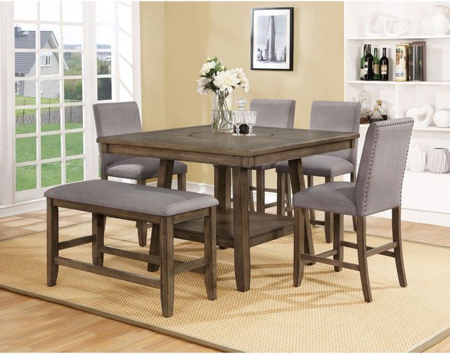 Crown Mark Manning Brown/Gray Counter Dining Bench-1