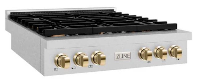 ZLINE Paramount Autograph Edition 36" Satin Stainless Steel Gas Cooktop with Polished Gold Accents-1