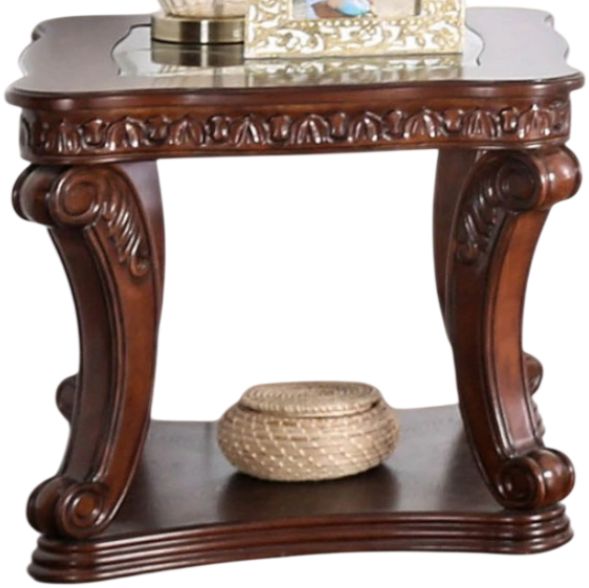 Furniture of America® Walworth Dark Oak Glass Insert End Table-0